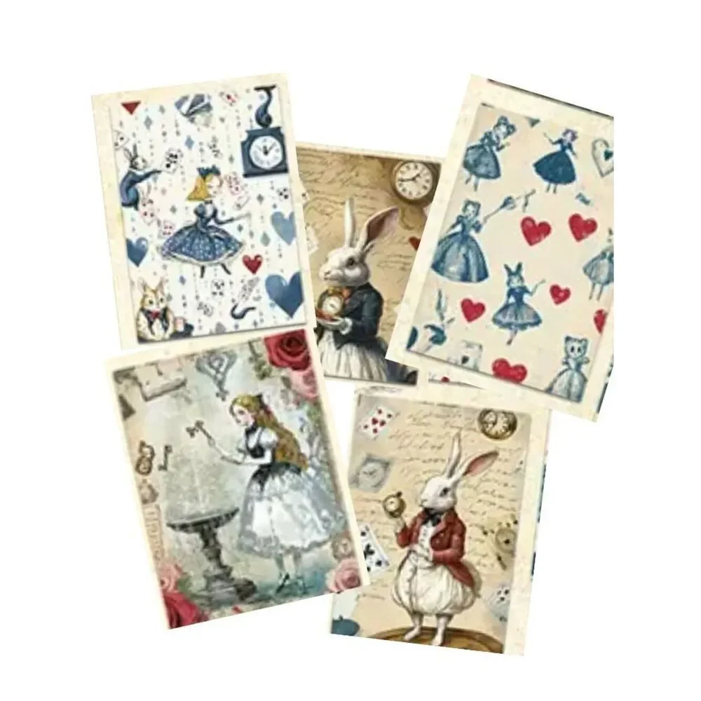 NWT 32pc Vintage Alice in Wonderland Journal Paper Scrapbook Ephemera Pack 4x5.5